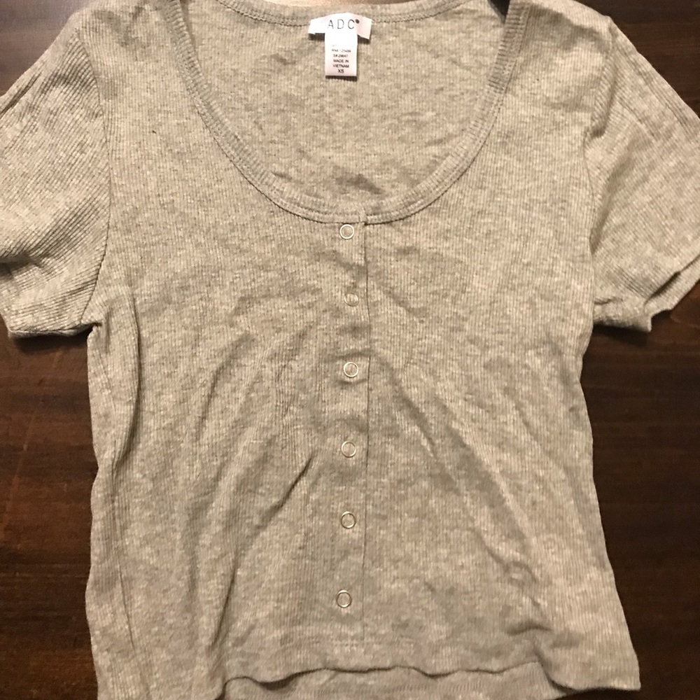3 for $15 ADC Gray Button Up Crop Top